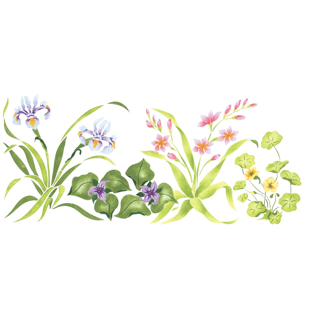Iris Mix Floral Wall Stencil | 1751 by Designer Stencils | Floral Stencils | Reusable Art Craft Stencils for Painting on Walls, Canvas, Wood | Reusable Plastic Paint Stencil for Home Makeover | Easy to Use & Clean Art Stencil